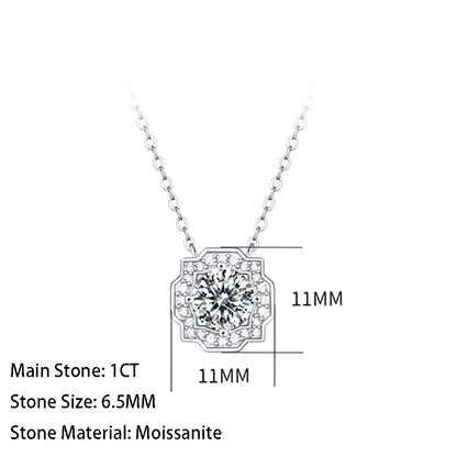 Necklace with 6.5mm Moissanite Solitaire in S925 Sterling Silver Delight