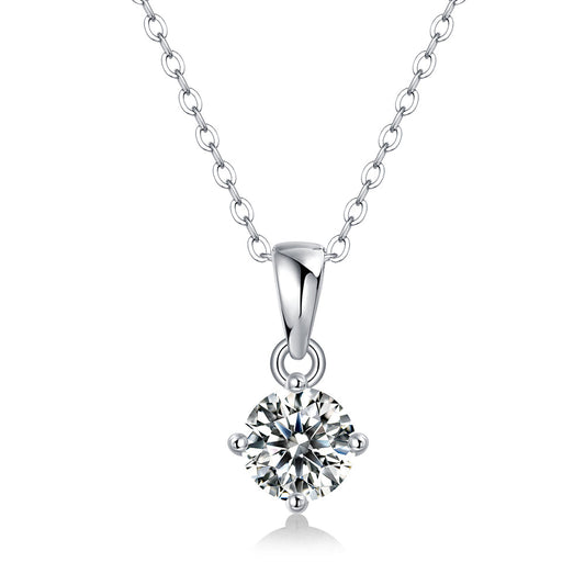 t Moissanite Pendant on Silver Chain: Stunning Simplicity