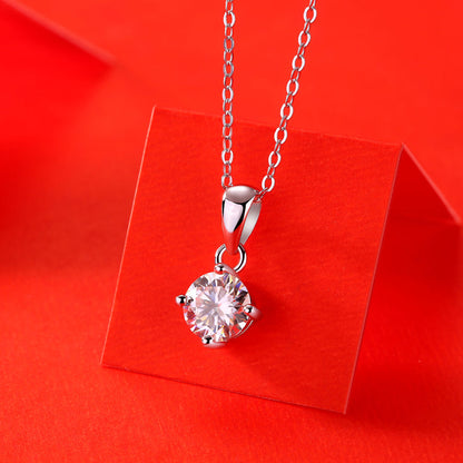 t Moissanite Pendant on Silver Chain: Stunning Simplicity