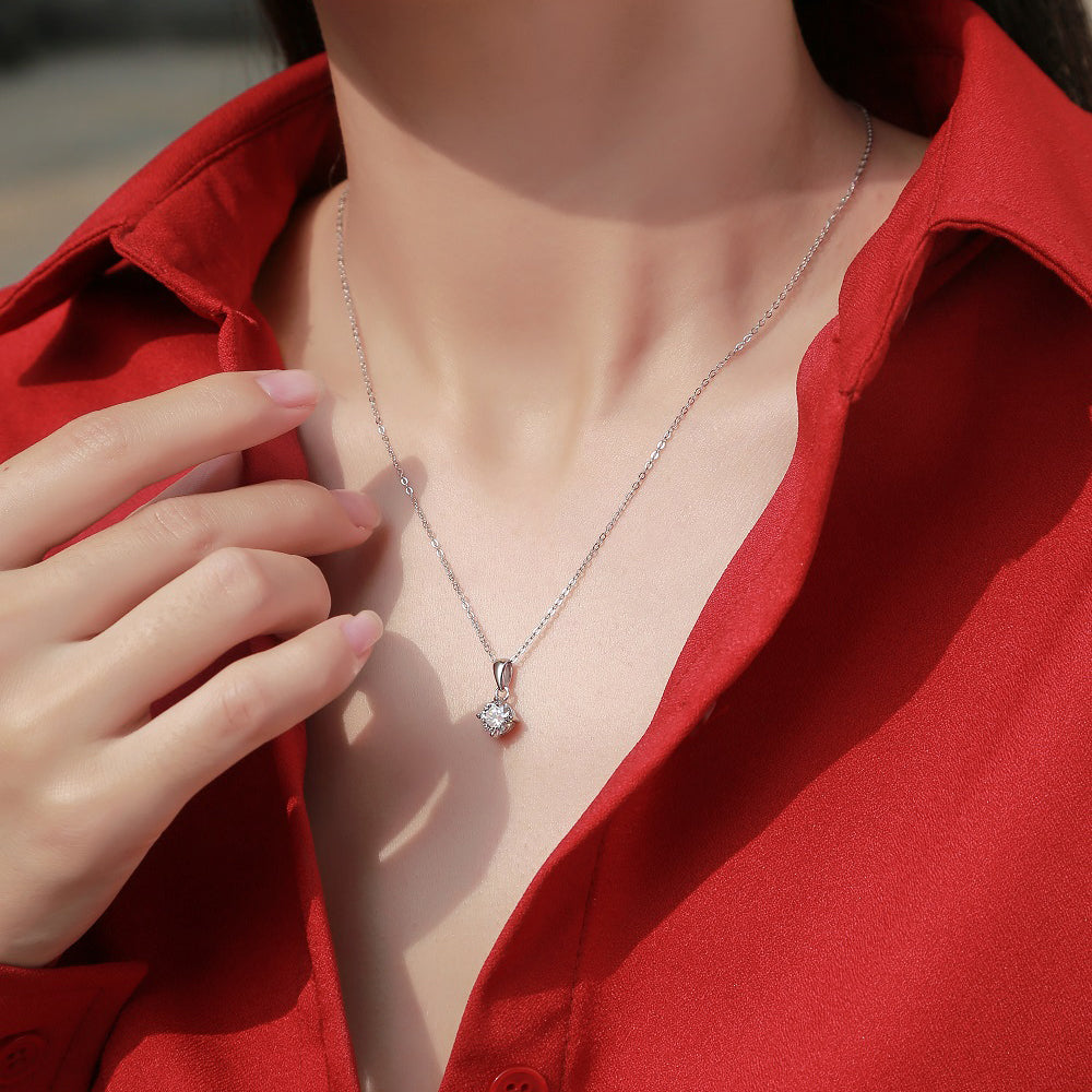 t Moissanite Pendant on Silver Chain: Stunning Simplicity