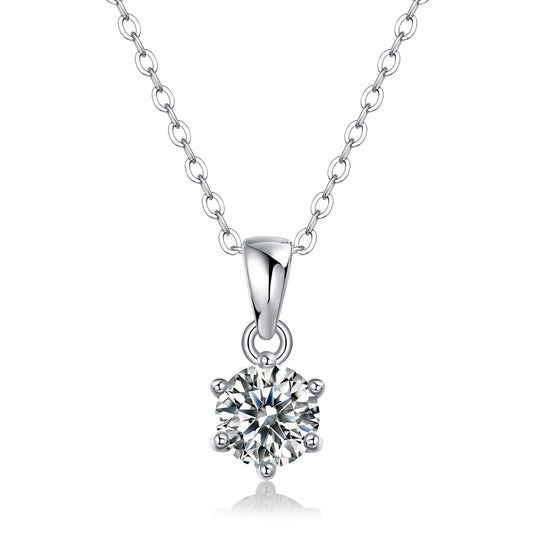 Round Cut Moissanite Necklace in S925 Silver is a stylish sparkler