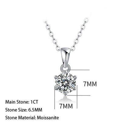 Round Cut Moissanite Necklace in S925 Silver is a stylish sparkler