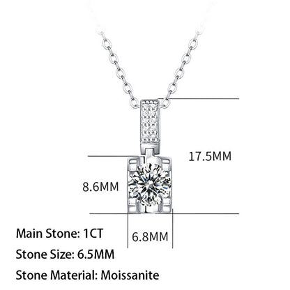 1 Carat Moissanite Solitaire Necklace in Sterling Silver with Radiant Brilliance