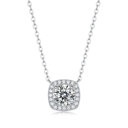 Round Moissanite Pendant on Sterling Silver Necklace in Dazzling Brilliance