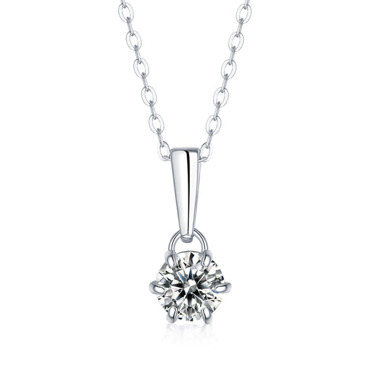 Moissanite Pendant on Sterling Silver Necklace Has Mesmerizing Radiance