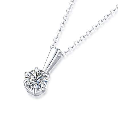 Moissanite Pendant on Sterling Silver Necklace Has Mesmerizing Radiance