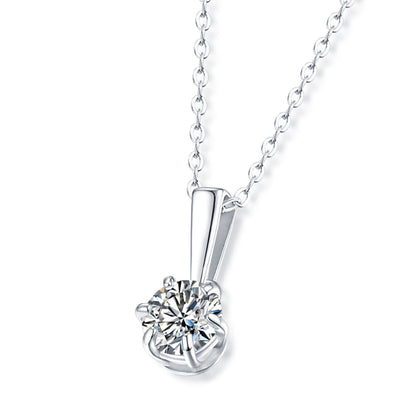 Moissanite Pendant on Sterling Silver Necklace Has Mesmerizing Radiance