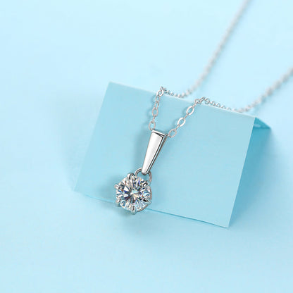 Moissanite Pendant on Sterling Silver Necklace Has Mesmerizing Radiance