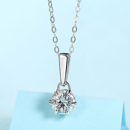 Moissanite Pendant on Sterling Silver Necklace Has Mesmerizing Radiance