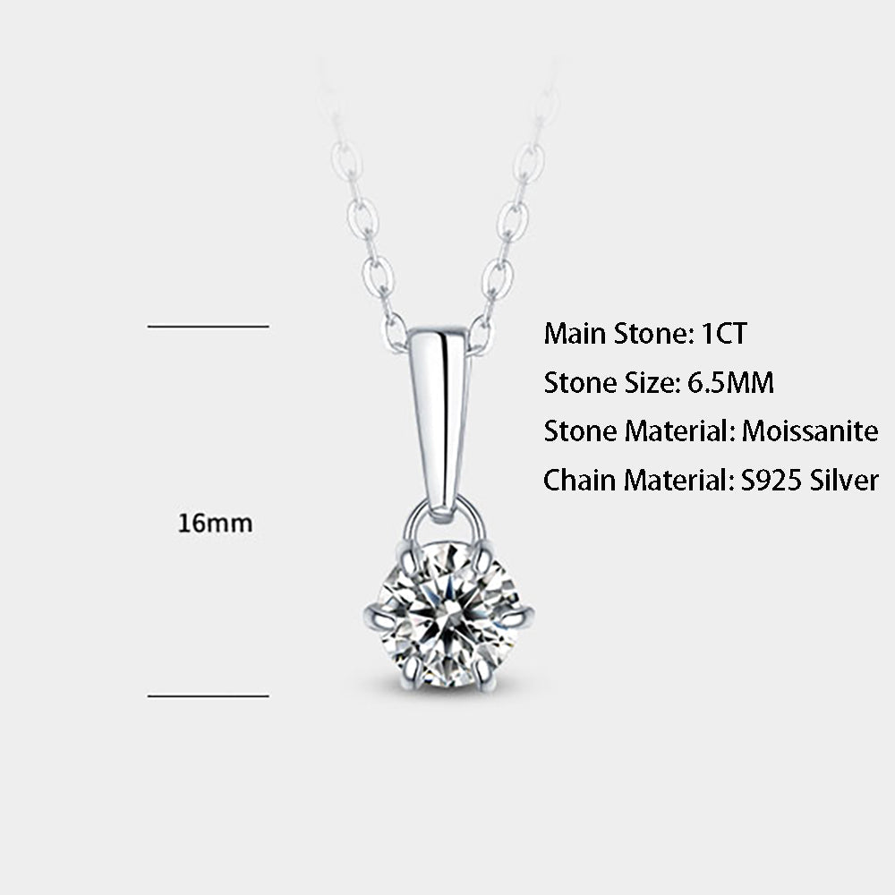 Moissanite Pendant on Sterling Silver Necklace Has Mesmerizing Radiance