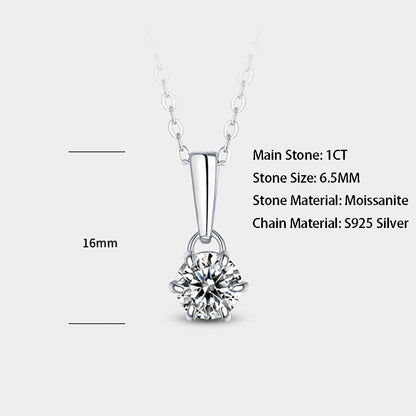 Moissanite Pendant on Sterling Silver Necklace Has Mesmerizing Radiance