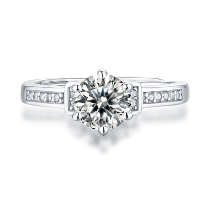 Women's 1ct 6.5MM Moissanite and silver promise ring with timeless sparkle