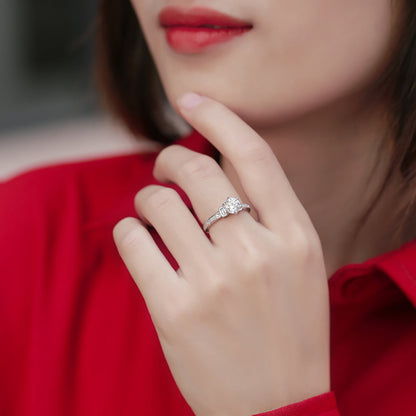 Women's 1ct 6.5MM Moissanite and silver promise ring with timeless sparkle