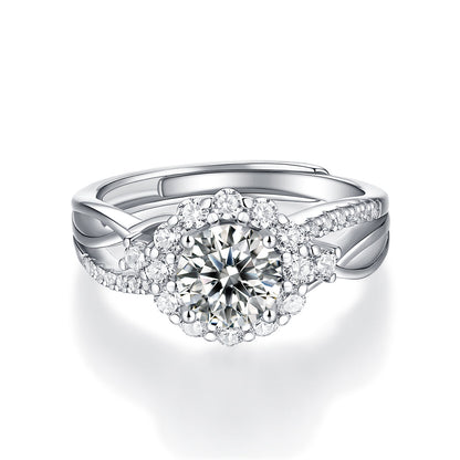 Women's Silver solitaire 1ct 6.5MM Moissanite ring with affordable elegance