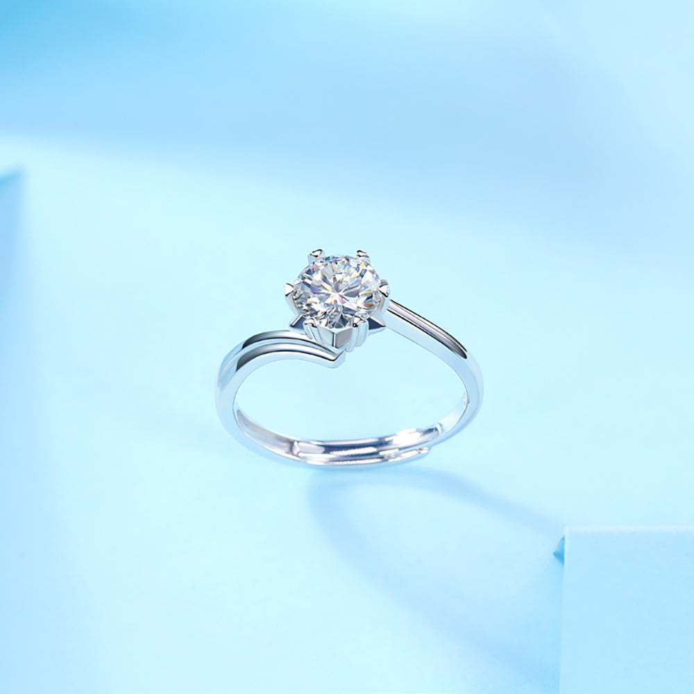 Women's Stunning Simplicity: 1ct 6.5MM Moissanite Solitaire in Sterling Silver