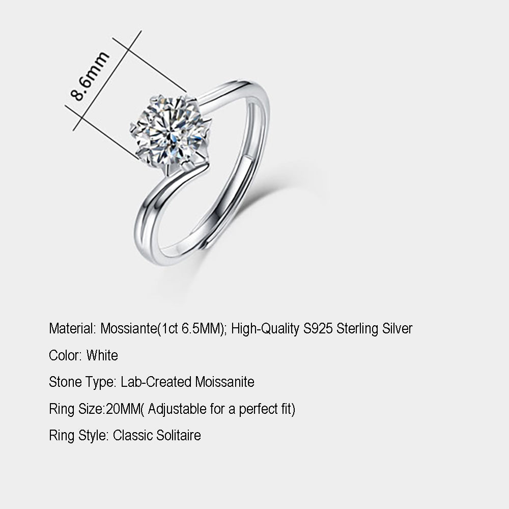 Women's Stunning Simplicity: 1ct 6.5MM Moissanite Solitaire in Sterling Silver