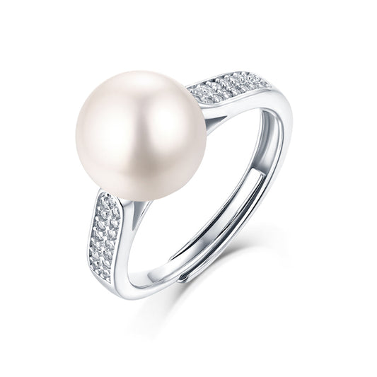 Sterling silver ring with luminous pearl, "Pearl of Perfection