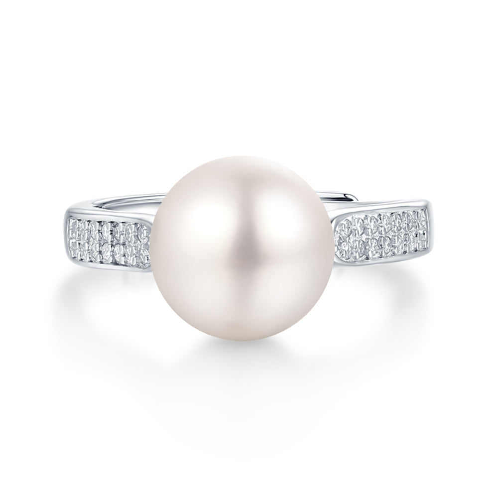 Sterling silver ring with luminous pearl, "Pearl of Perfection