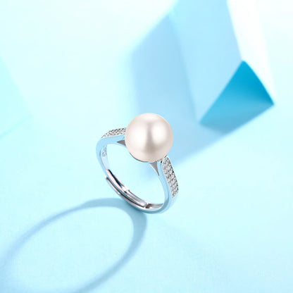 Sterling silver ring with luminous pearl, "Pearl of Perfection