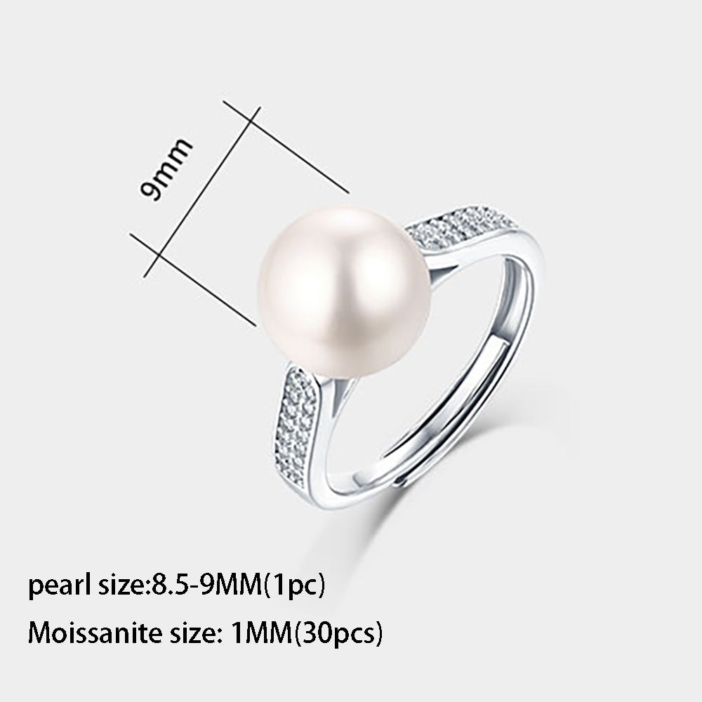 Sterling silver ring with luminous pearl, "Pearl of Perfection