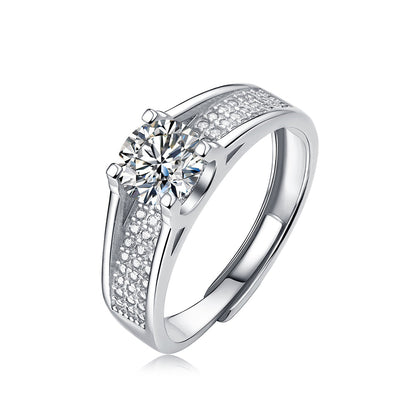 Women's 1ct 6.5MM Moissanite Solitaire on Silver Band: Pure Elegance