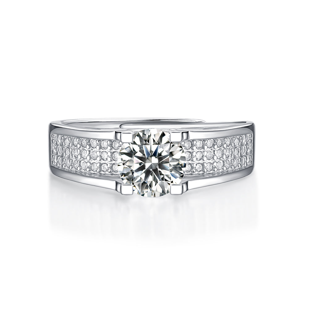 Women's 1ct 6.5MM Moissanite Solitaire on Silver Band: Pure Elegance