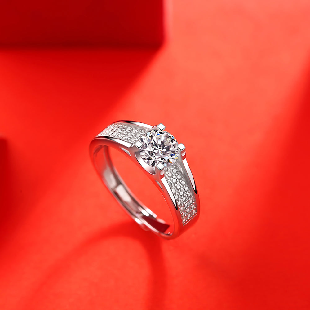 Women's 1ct 6.5MM Moissanite Solitaire on Silver Band: Pure Elegance