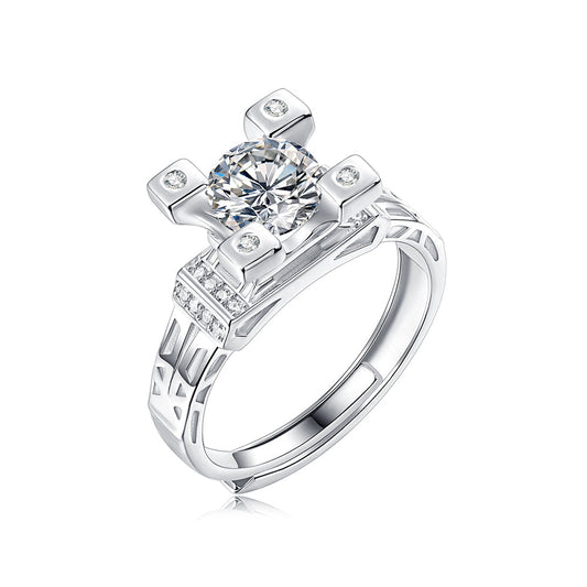 Womens Timeless 1-Carat Moissanite Silver Promise Ring