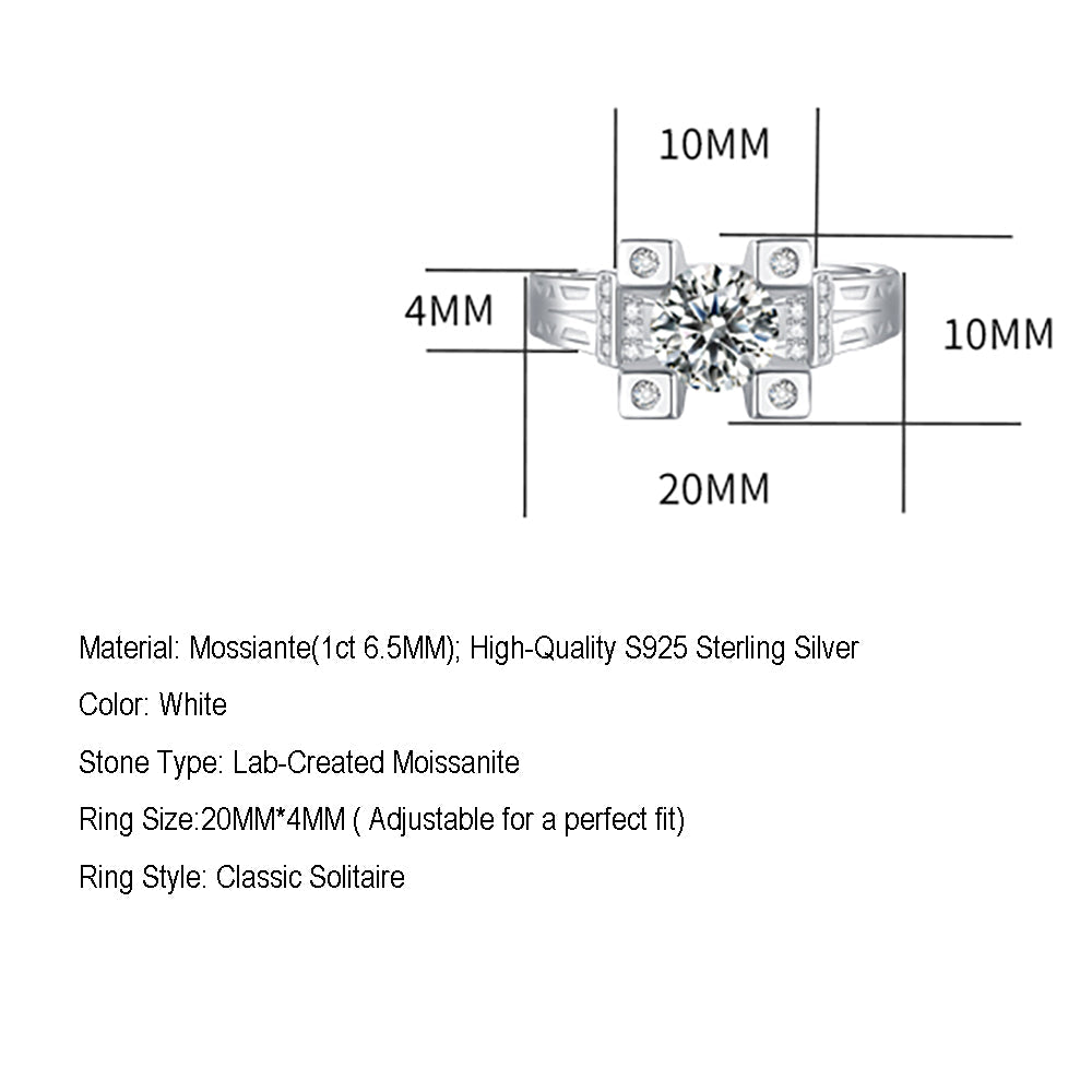 Womens Timeless 1-Carat Moissanite Silver Promise Ring