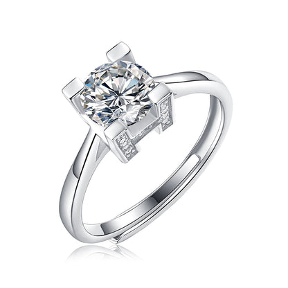 Womens Dazzling Silver 1ct Moissanite Anniversary Ring