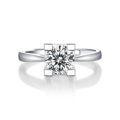 Womens Dazzling Silver 1ct Moissanite Anniversary Ring