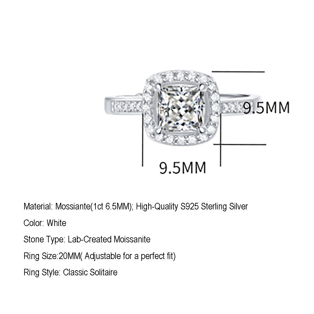 Womens 1ct Moissanite Vintage Style Silver Ring