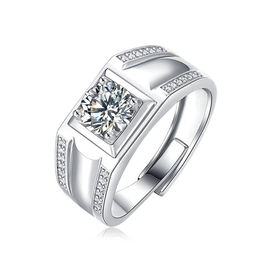 1ct 6.5MM Moissanite and silver promise ring with timeless sparkle