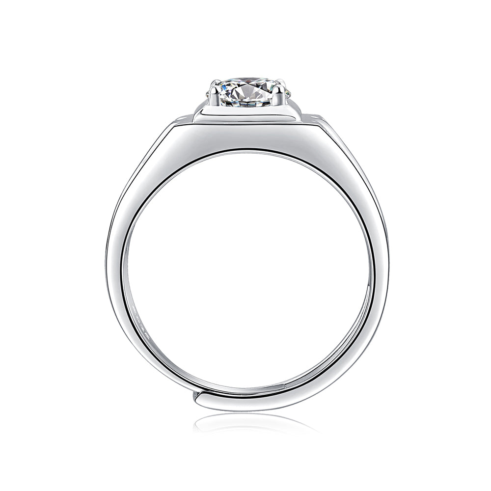 1ct 6.5MM Moissanite and silver promise ring with timeless sparkle