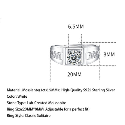 Silver Ring with Dazzling Brilliance and 1ct 6.5MM Moissanite Magic