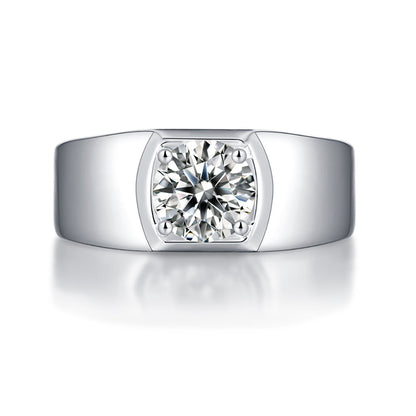 1ct 6.5MM Moissanite and silver promise ring with timeless sparkle