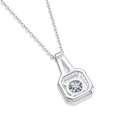 Shine Bright: Moissanite Pendant with Silver Chain Created in a Lab