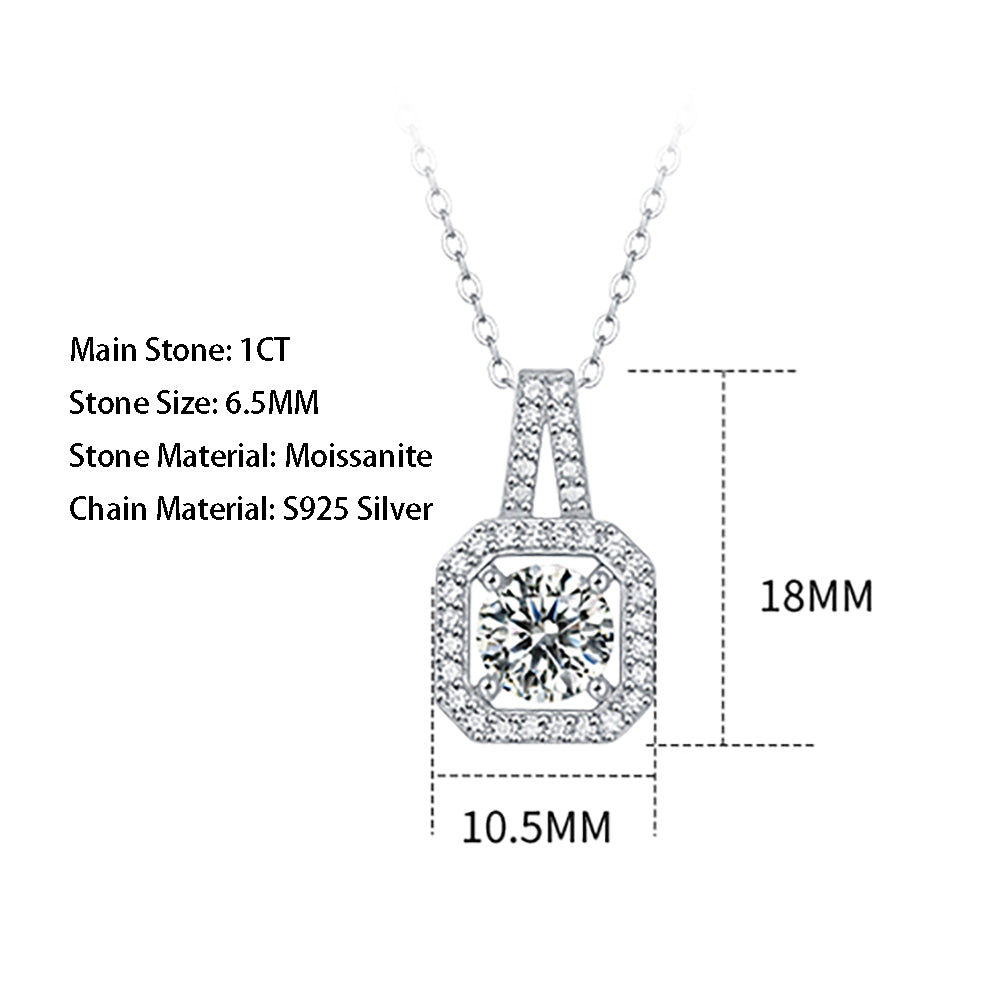 Shine Bright: Moissanite Pendant with Silver Chain Created in a Lab