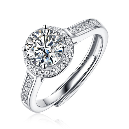 Women's Silver 1ct 6.5MM Moissanite Elegance: A Shiny Statement