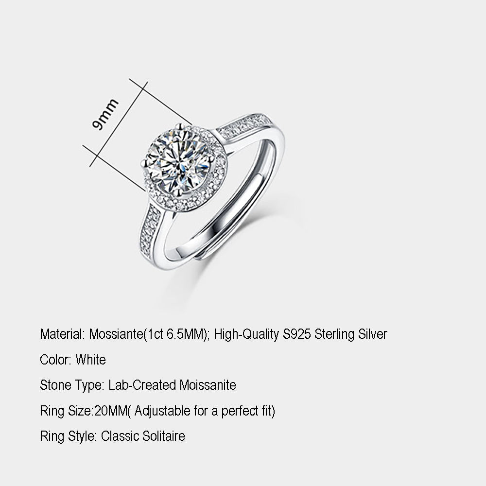 Women's Silver 1ct 6.5MM Moissanite Elegance: A Shiny Statement