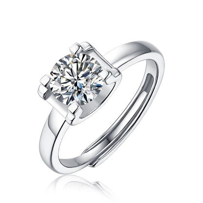 Women's Silver and 1ct 6.5MM Moissanite Ring: Classic Glamour