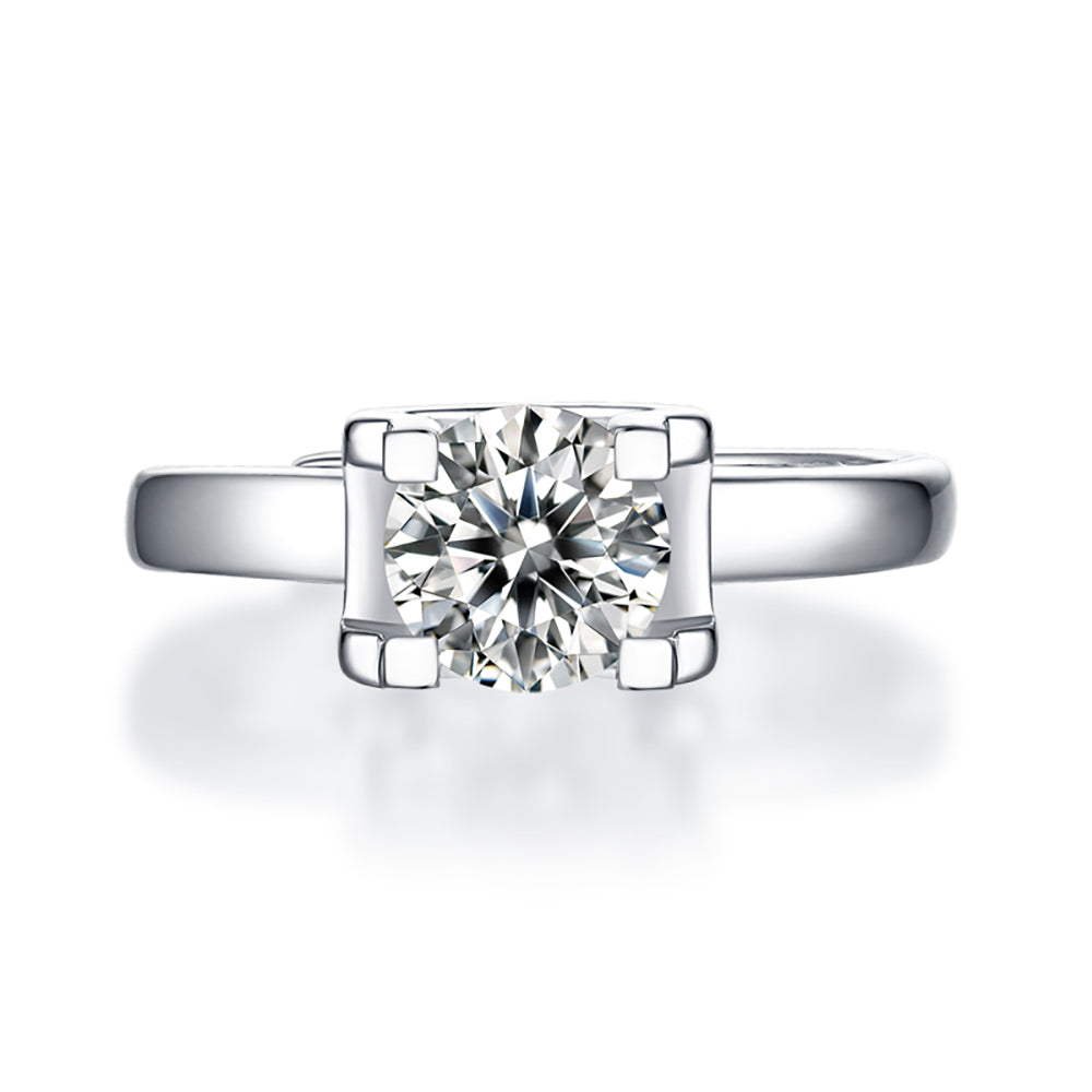 Women's Silver and 1ct 6.5MM Moissanite Ring: Classic Glamour