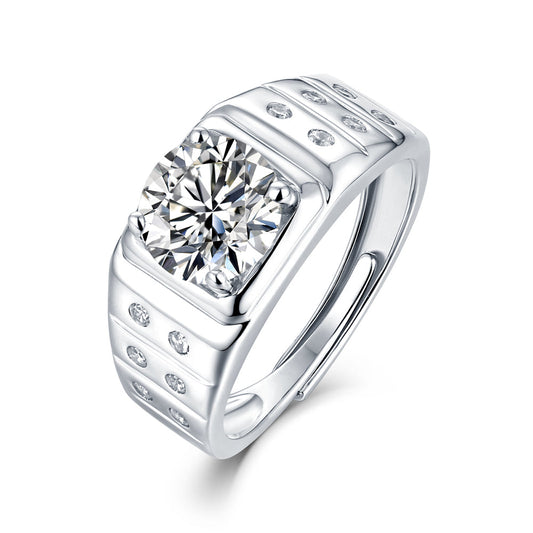 2ct 8MM Moissanite ring set in sterling silver with a glittering solitaire