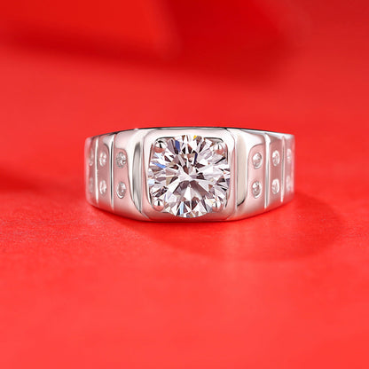 2ct 8MM Moissanite ring set in sterling silver with a glittering solitaire