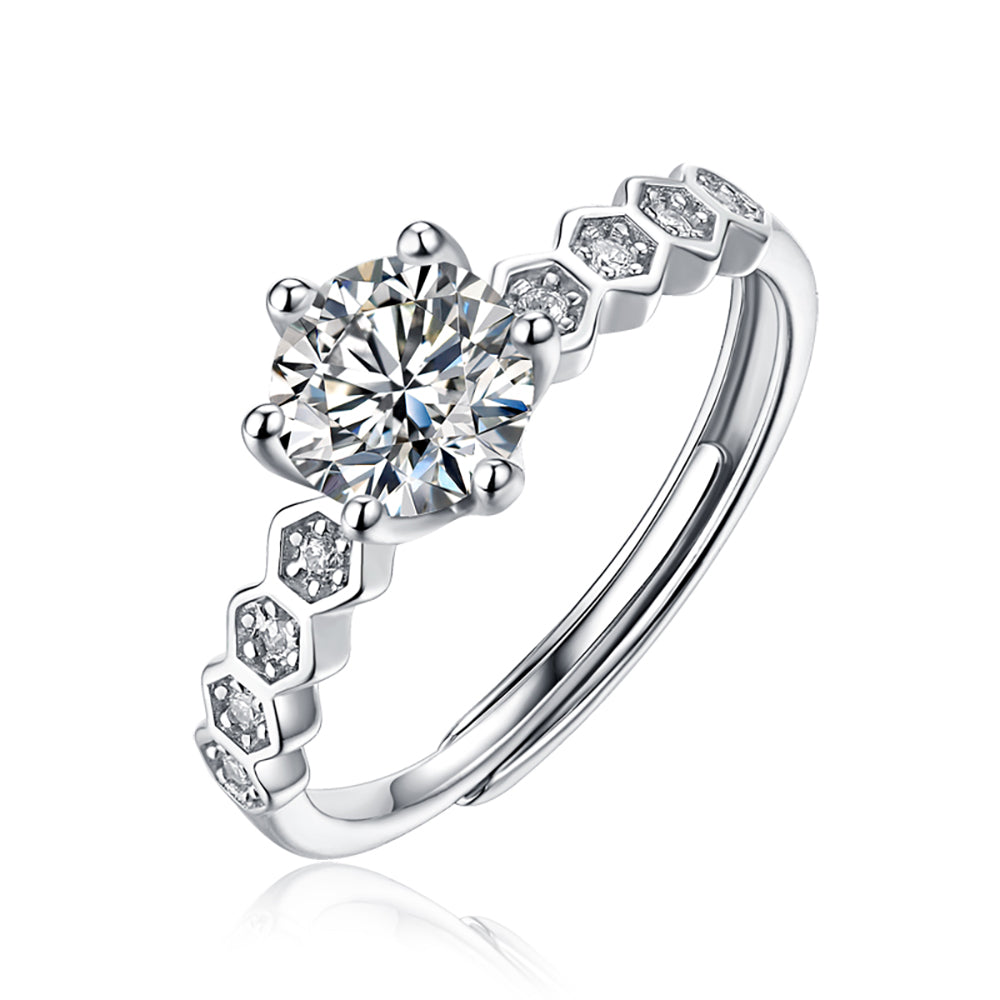 Women's Silver solitaire 1ct 6.5MM Moissanite ring that is cost-effectively luxurious