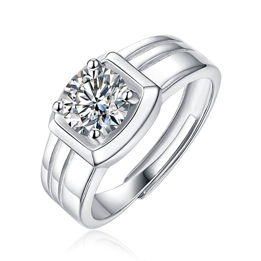 Moissanite and silver promise ring with timeless sparkle