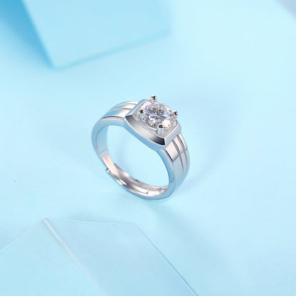 Moissanite and silver promise ring with timeless sparkle