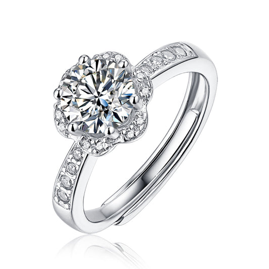 Women's Silver Ring with Dazzling Brilliance and 1ct 6.5MM Moissanite Magic