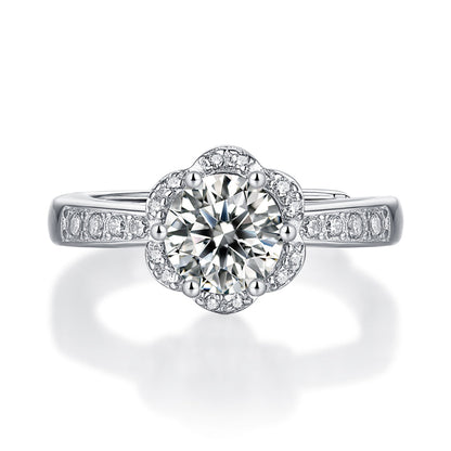 Women's Silver Ring with Dazzling Brilliance and 1ct 6.5MM Moissanite Magic