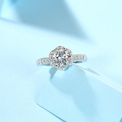 Women's Silver Ring with Dazzling Brilliance and 1ct 6.5MM Moissanite Magic